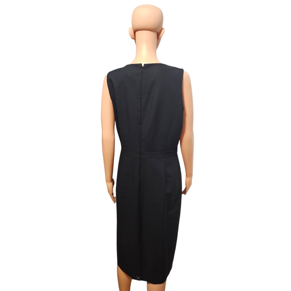 JCrew Wool Sheath Sleeveless Tailored Tall Fit Office Siren Midi Black Dress 12T - Picture 2 of 5